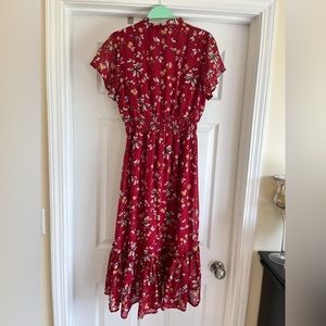 Ryan Michelle Floral Chiffon Midi Fit & Flare Dress Women Petit Medium